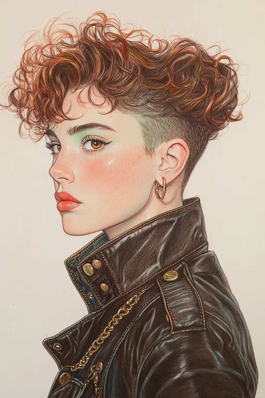 Confident girl portrait in realistic pencil and ink drawing