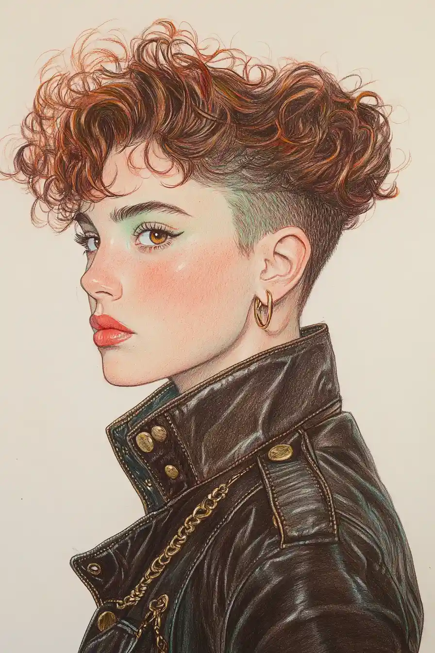 Retrato de garota confiante em desenho realista a lápis e tinta