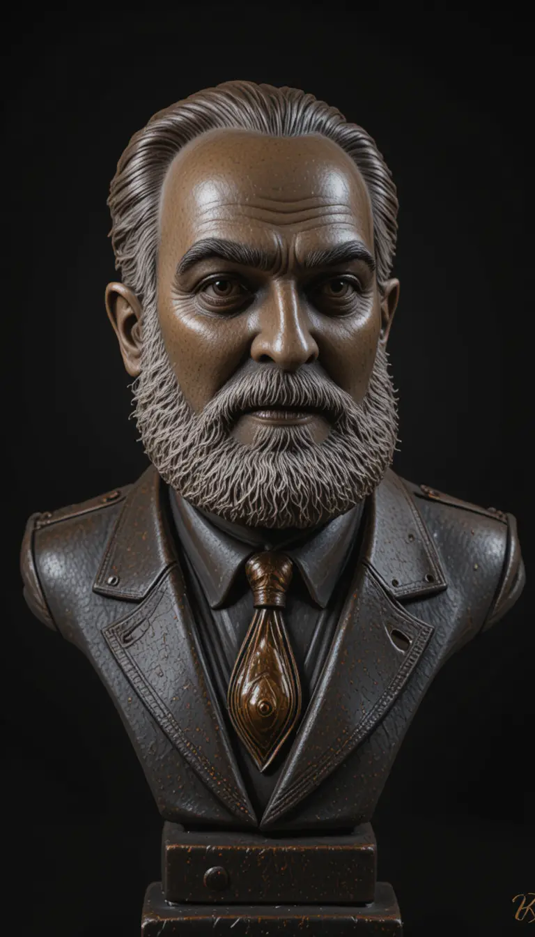 Bronze bust of an elderly bearded gentleman in formal suit