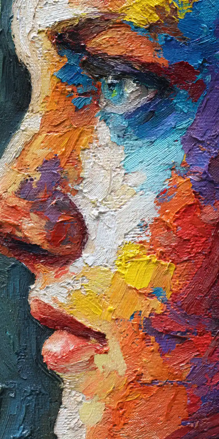 Post impressionist profile portrait of an expressive woman