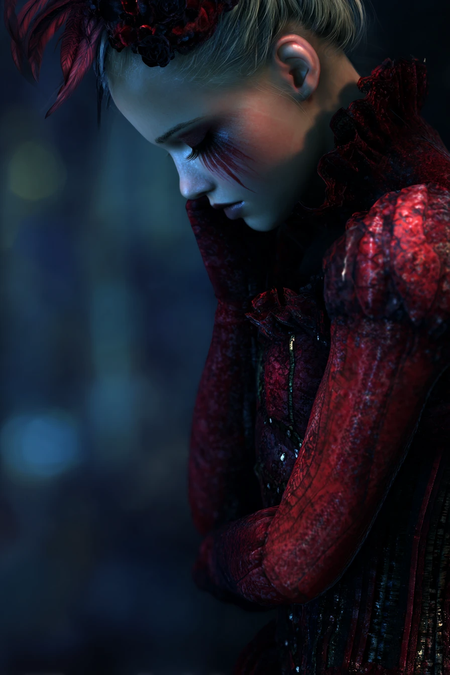 Silent night dreamscape with vivid ethereal colors and calm mood