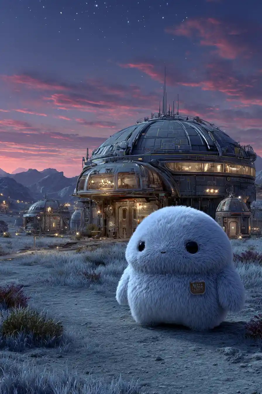 Cute alien creature on a distant extraterrestrial landscape