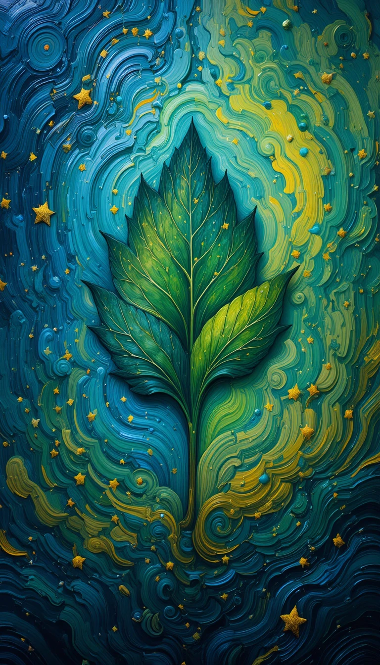 Vibrant impressionist leaf glowing with photosynthetic energy