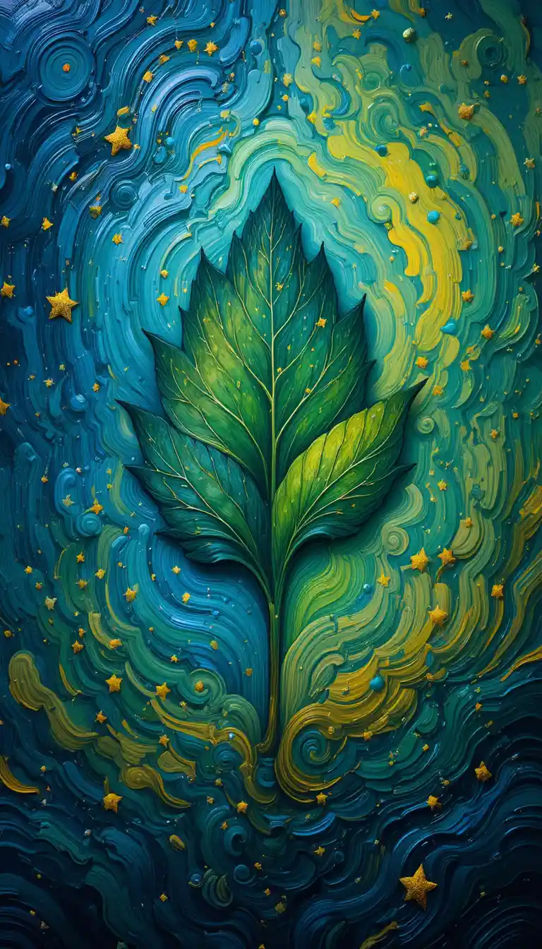Vibrant impressionist leaf glowing with photosynthetic energy
