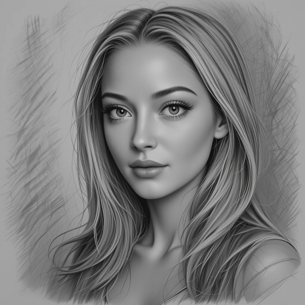 Graphite portrait of a young blonde woman with soft light