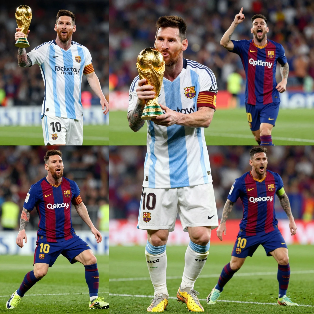 Soccer champion lifting the World Cup trophy in celebration
