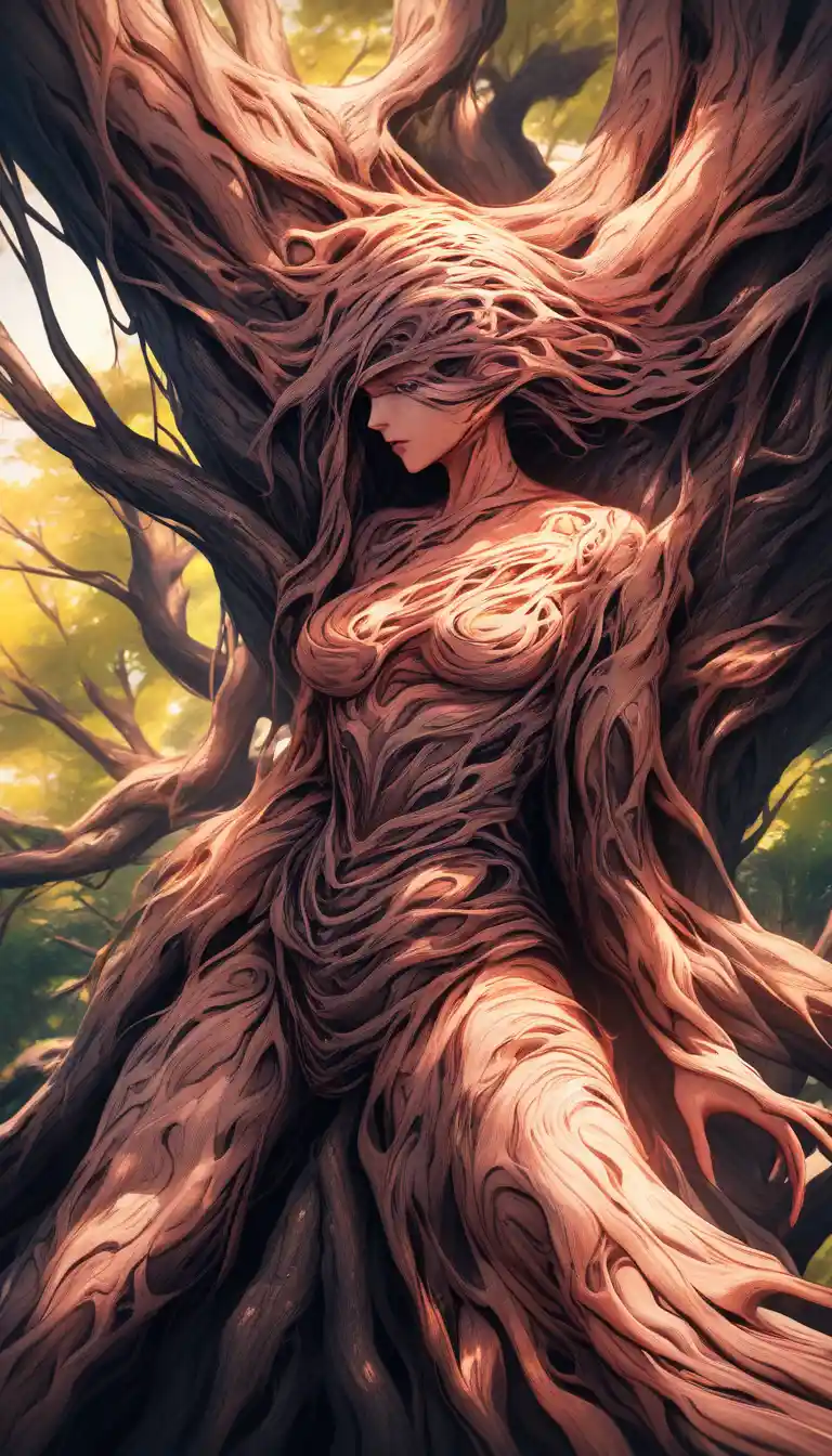 Unsettling Human Transformation Into A Gnarled Tree Form