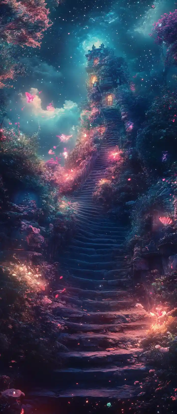 Vibrant surreal dreamscape with rich abstract color palette
