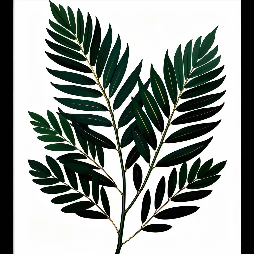 Moody Evergreen Botanical Print With Rich Emerald Tones