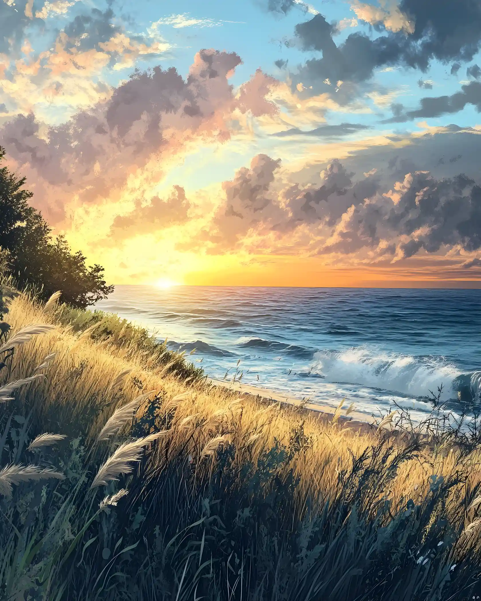 Peaceful sunrise breakfast overlooking the distant ocean