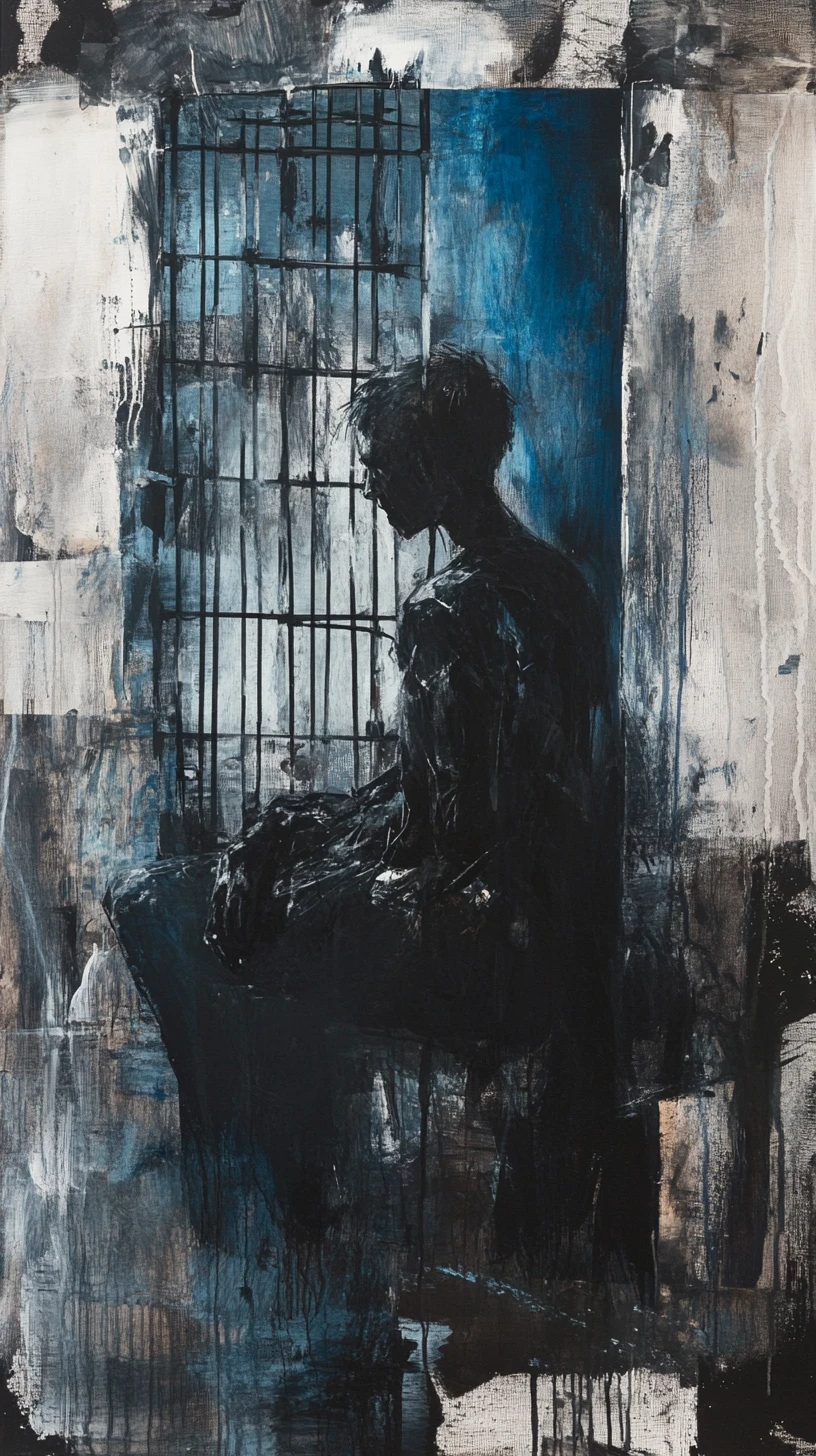 Abstract portrait with human silhouette crushed in dense forms