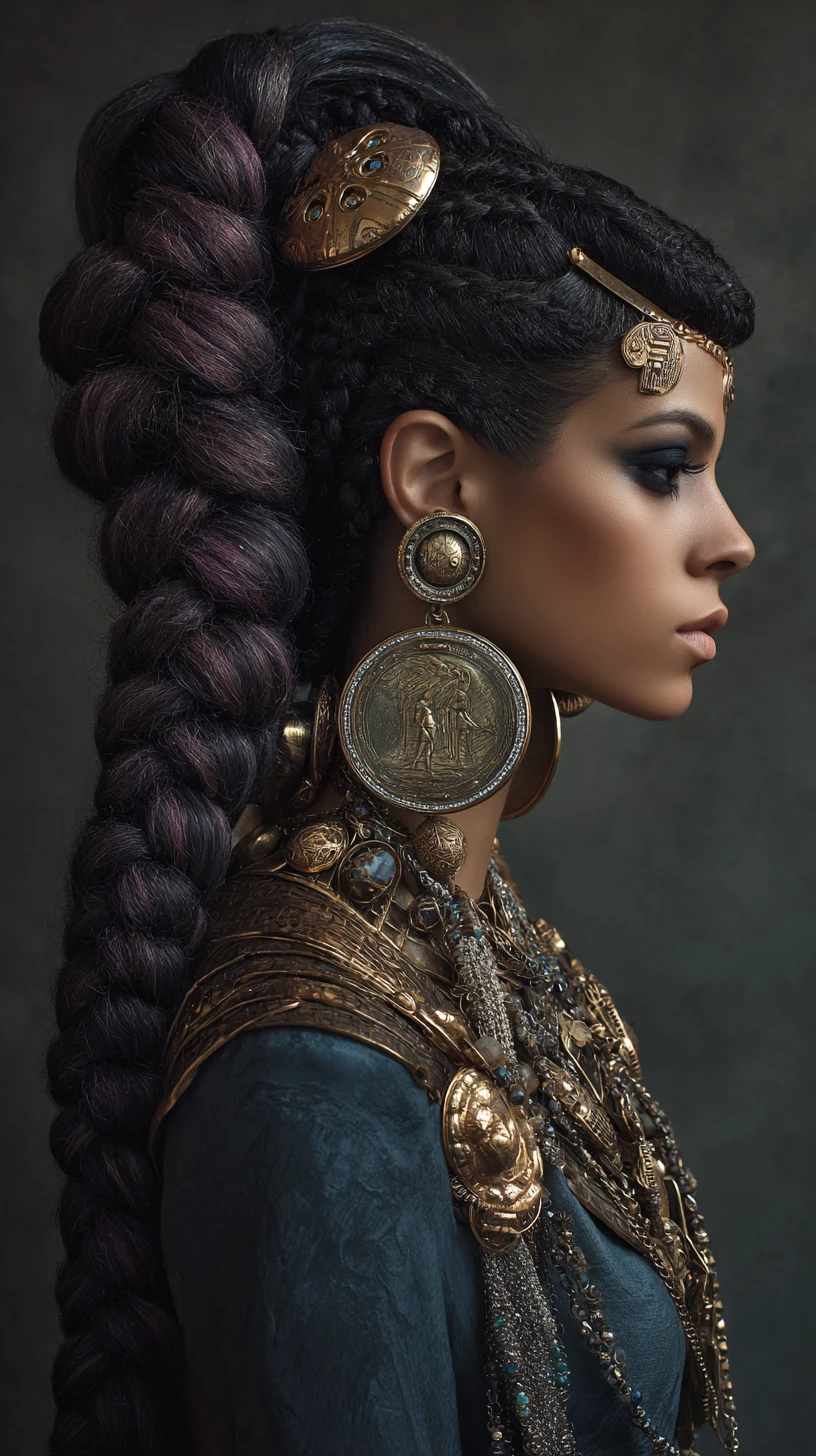Ancient Egyptian and Greek inspired fashion woman with jewelry