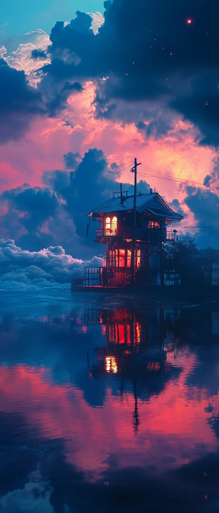 Fotografia surreale di paesaggio onirico con colori brillanti e vibranti
