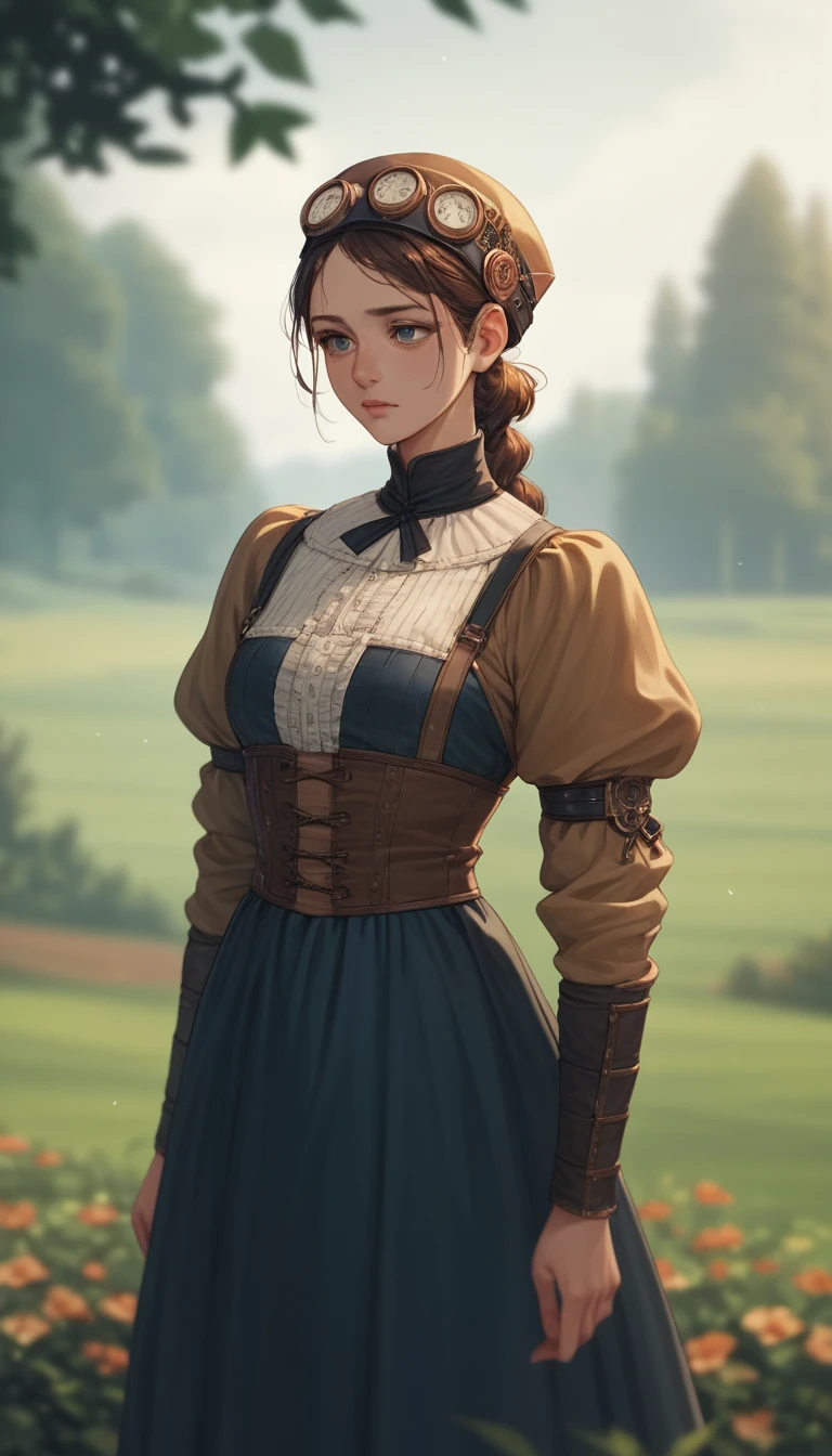 Anime ninja girl in black outfit in fantasy city