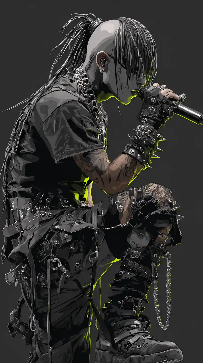 Anime rock singer under harsh stage spotlight