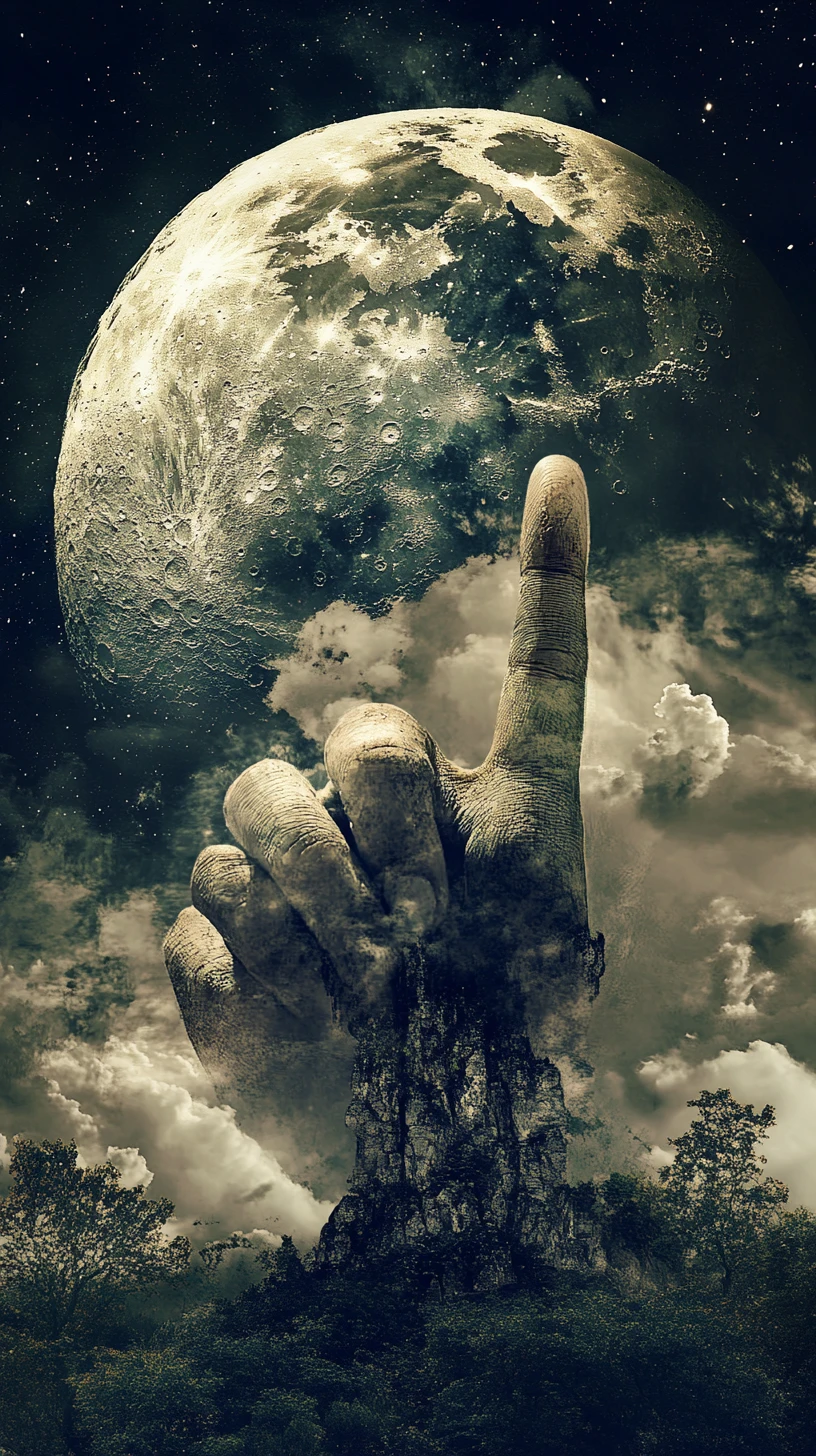 Defiant hand gesture raised high against the world
