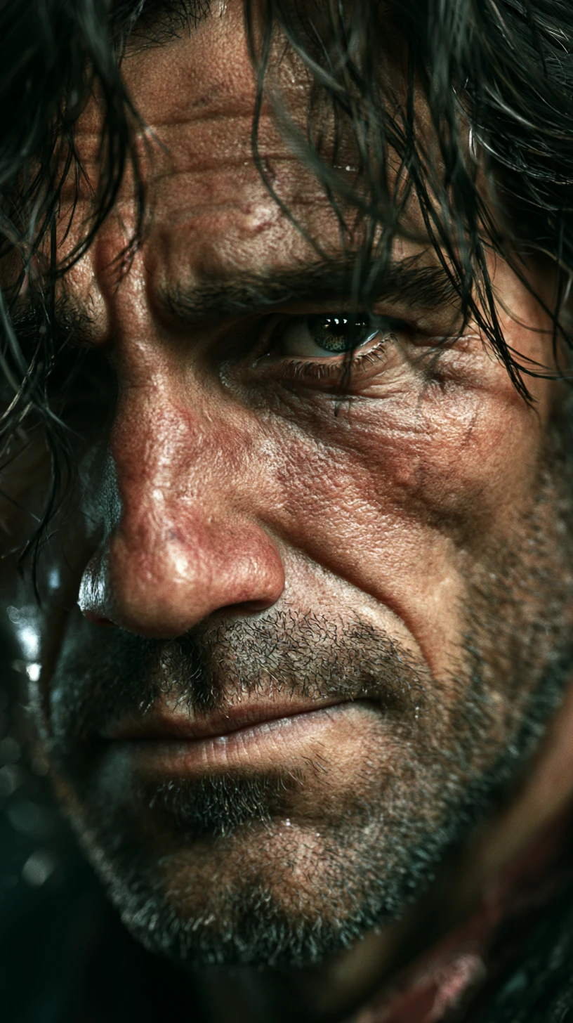 Cinematic low angle portrait of a confident young man