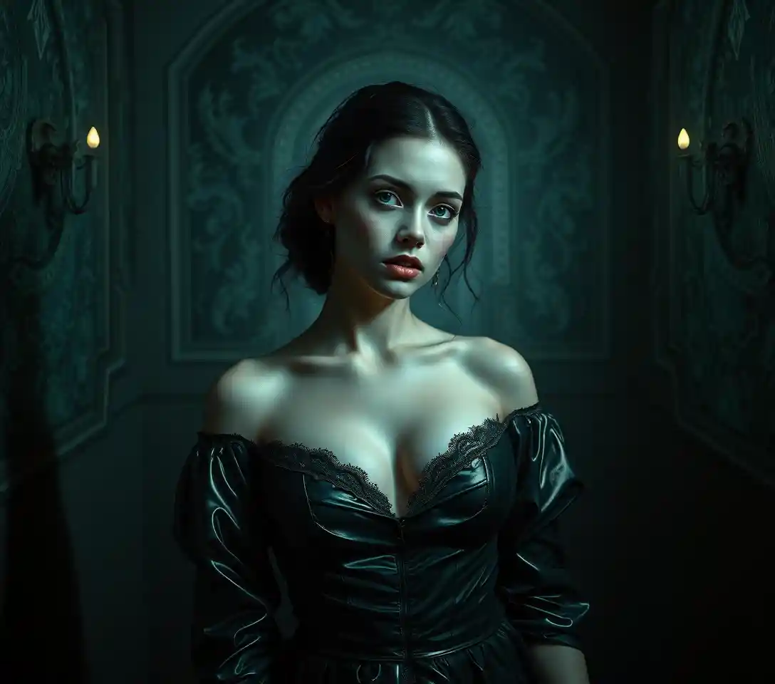 Surreal mystical woman in a symbolic dramatic portrait