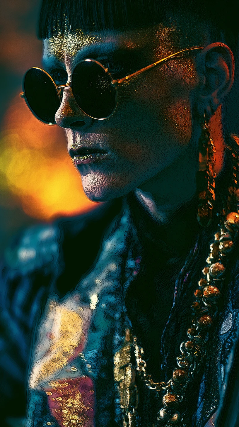 Moody woolen portrait of a woman in shimmering heat