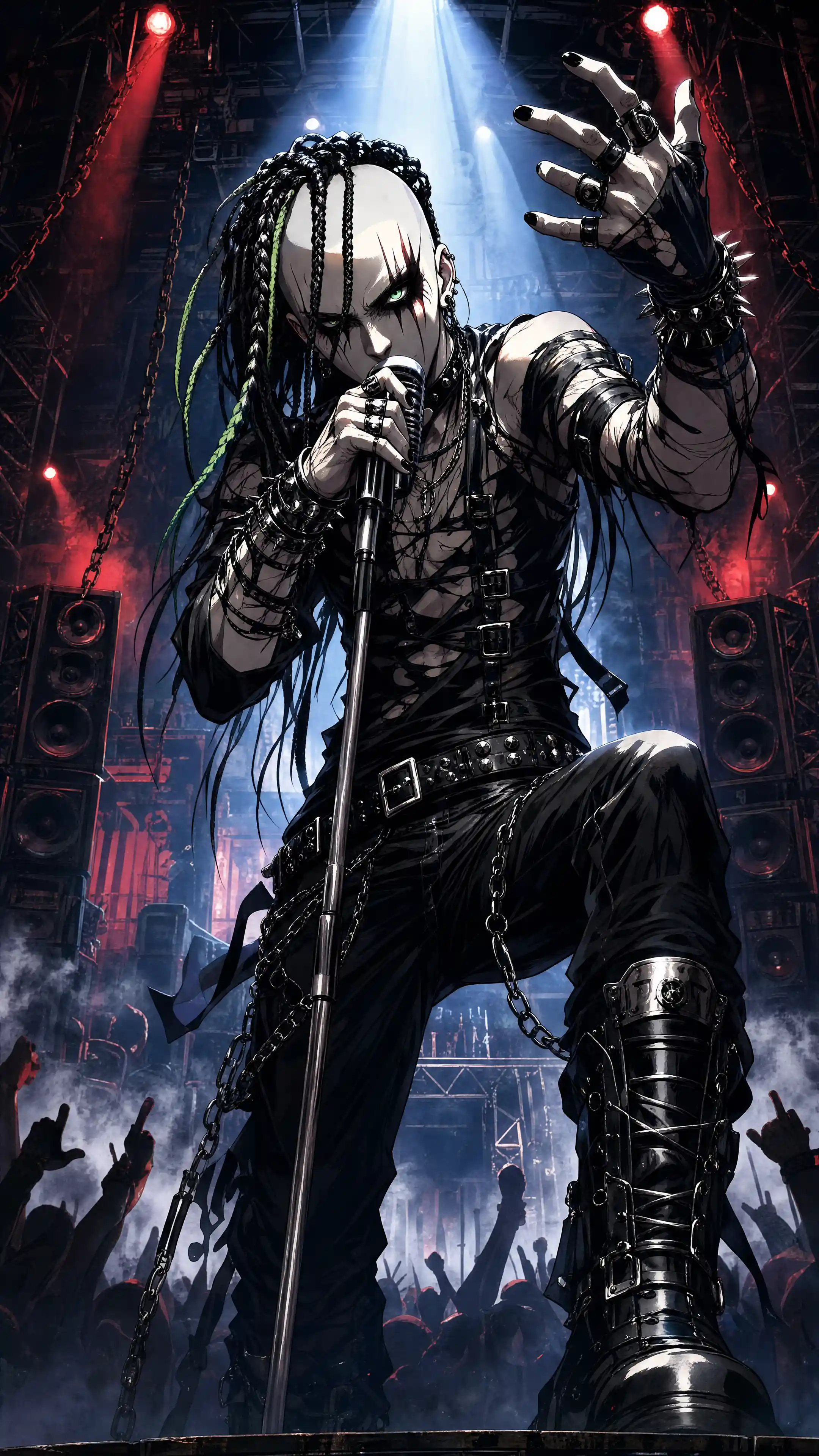 Anime rock singer under harsh stage spotlight