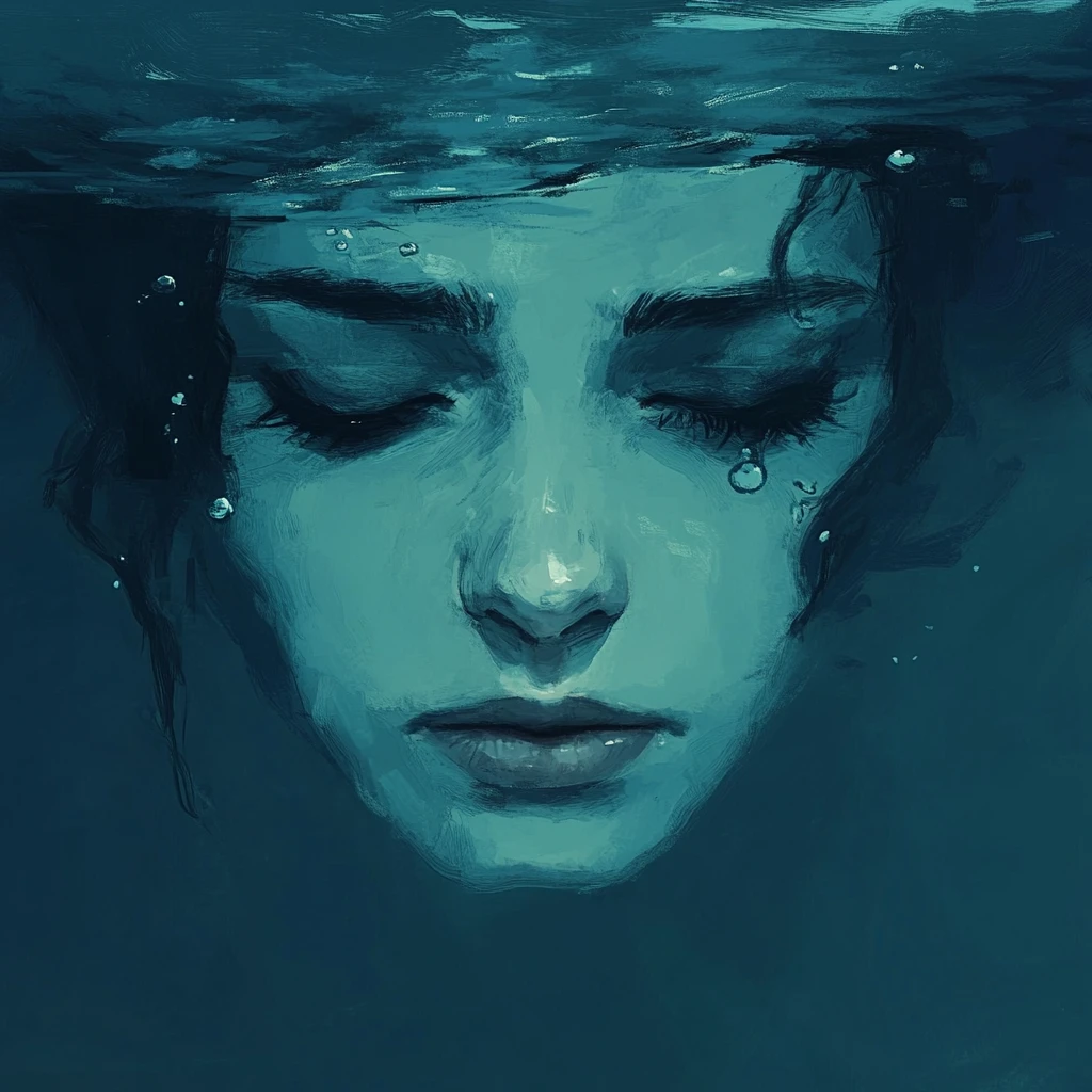 Melancholic portrait with a face defined by a constant frown