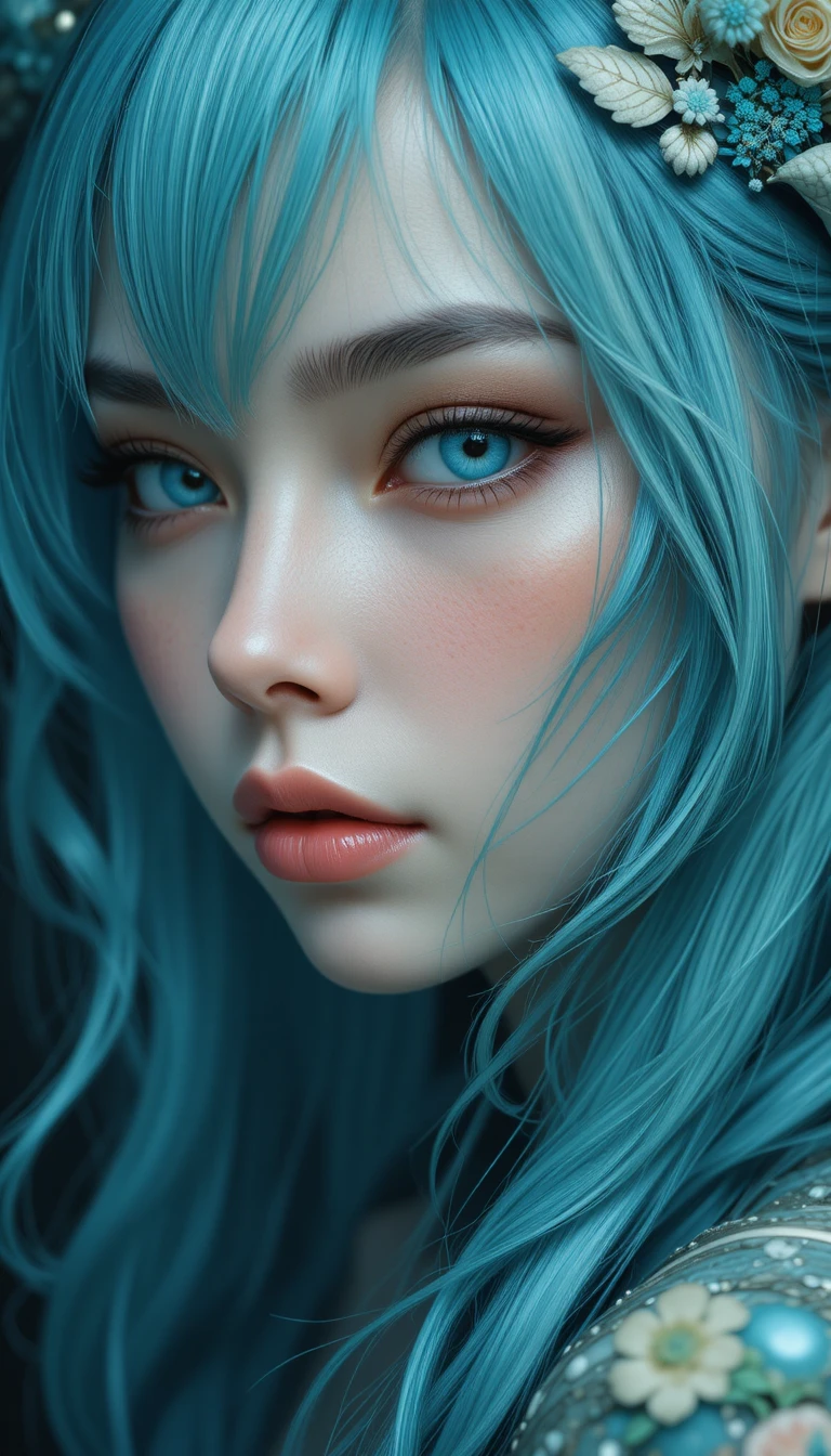 Cute anime style character in soft chiaroscuro close up