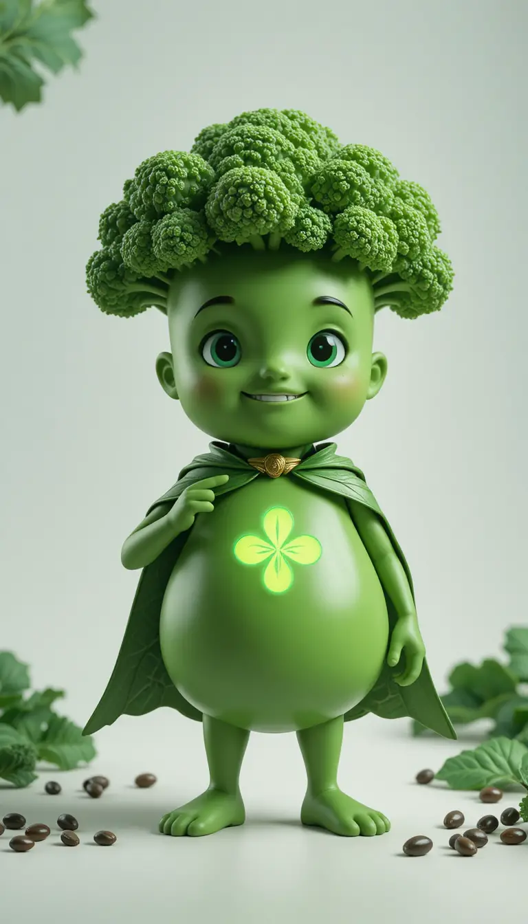 Carina mascotte guardiana 3D verde con emblema luminoso sul petto