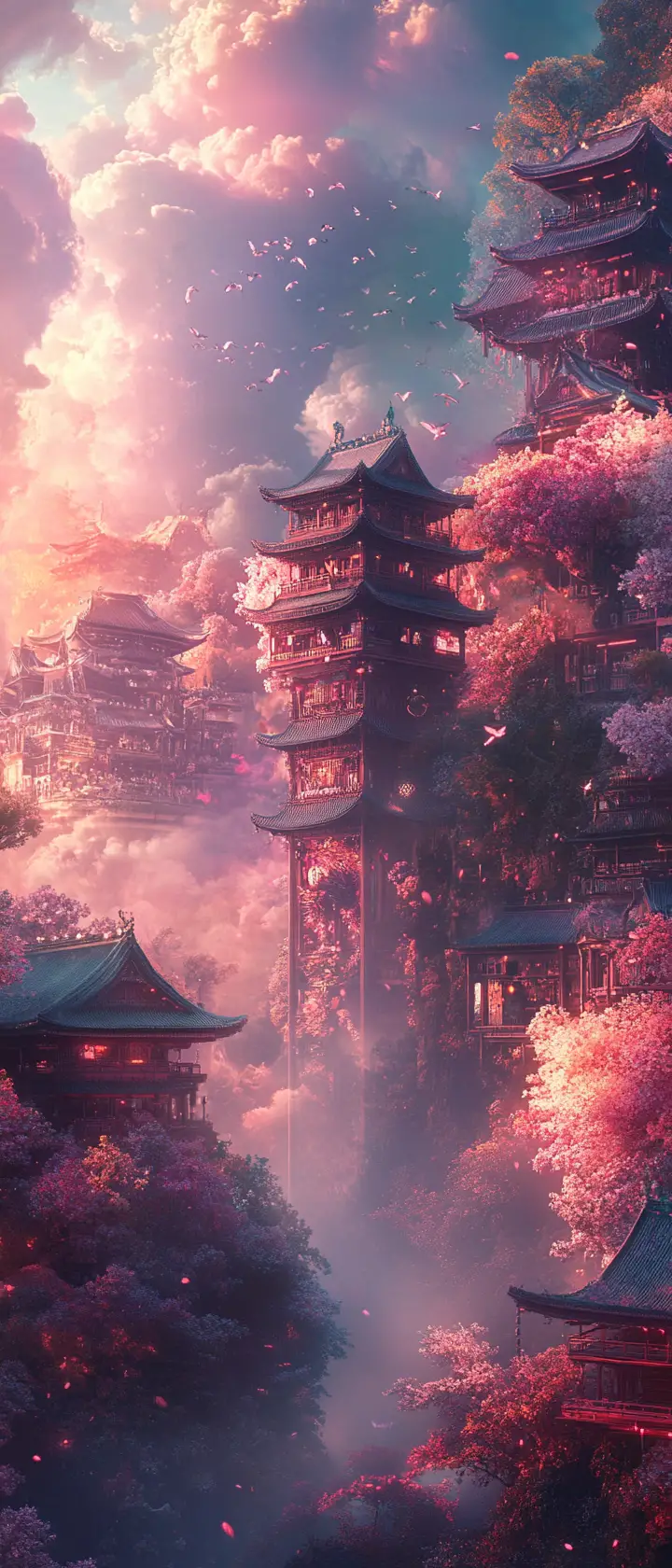 Colorful surreal dreamscape with dynamic abstract scenery