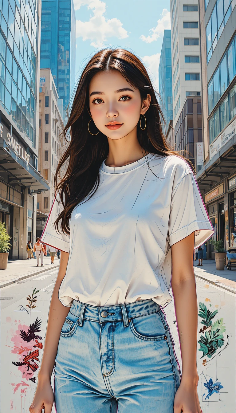 Stylish girl portrait on a sunny futuristic city street