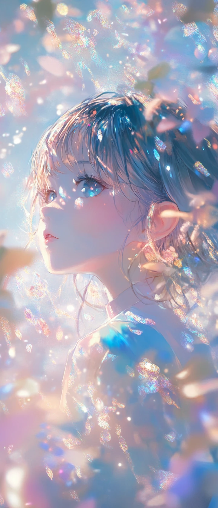 Arte de anime tierno en tonos pastel con estilo suave y encantador
