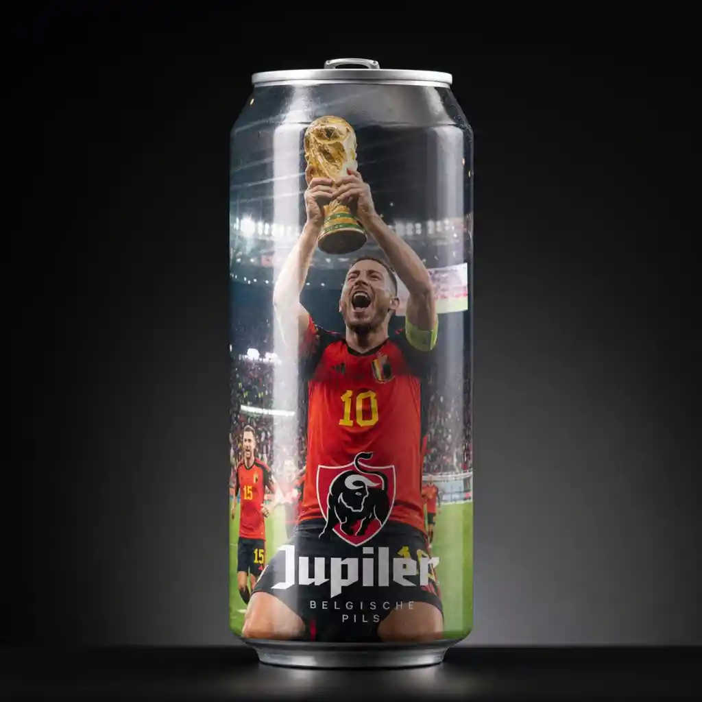 Soccer world cup photo printed on a beer can