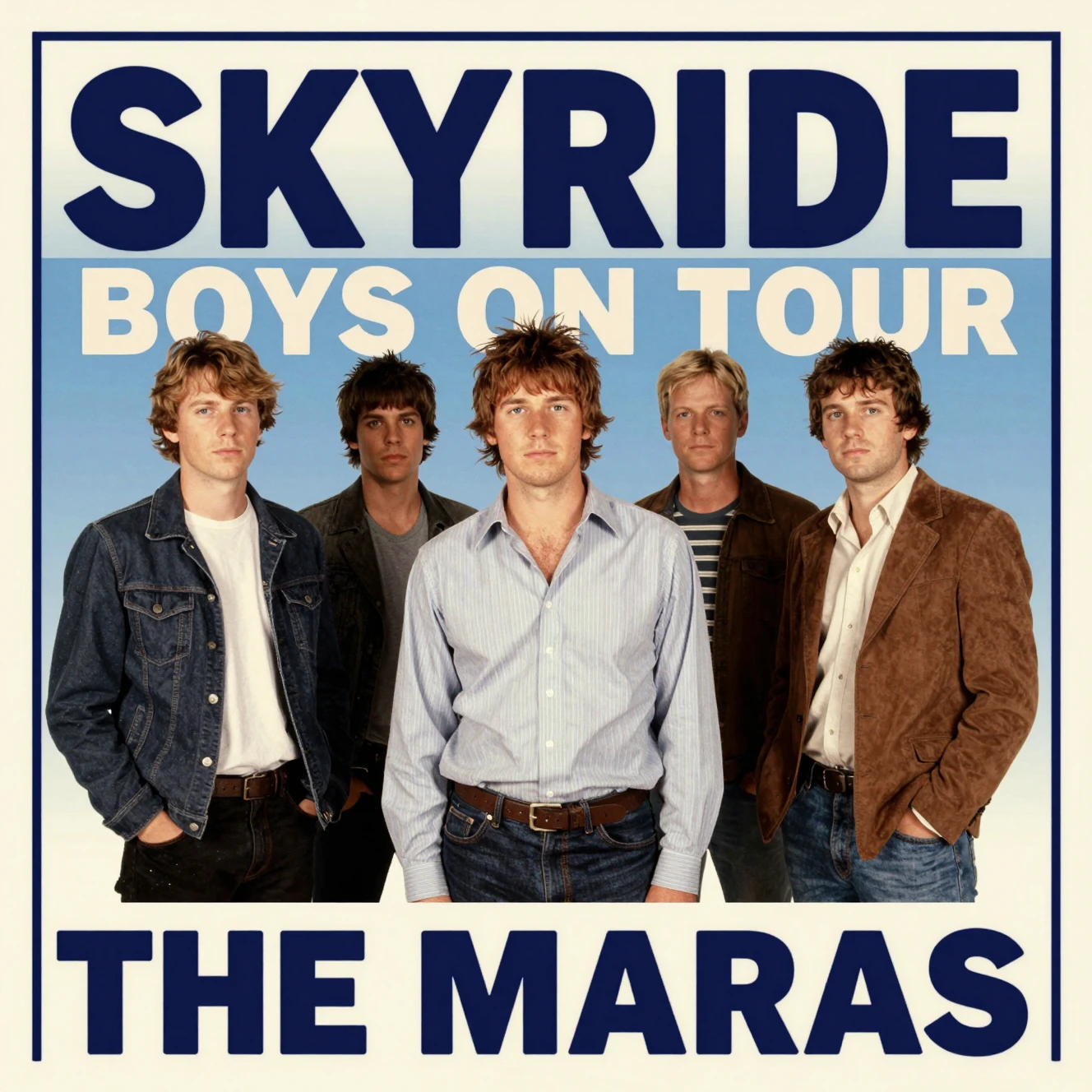 1990s inspired Britpop album cover for Skyride Boys