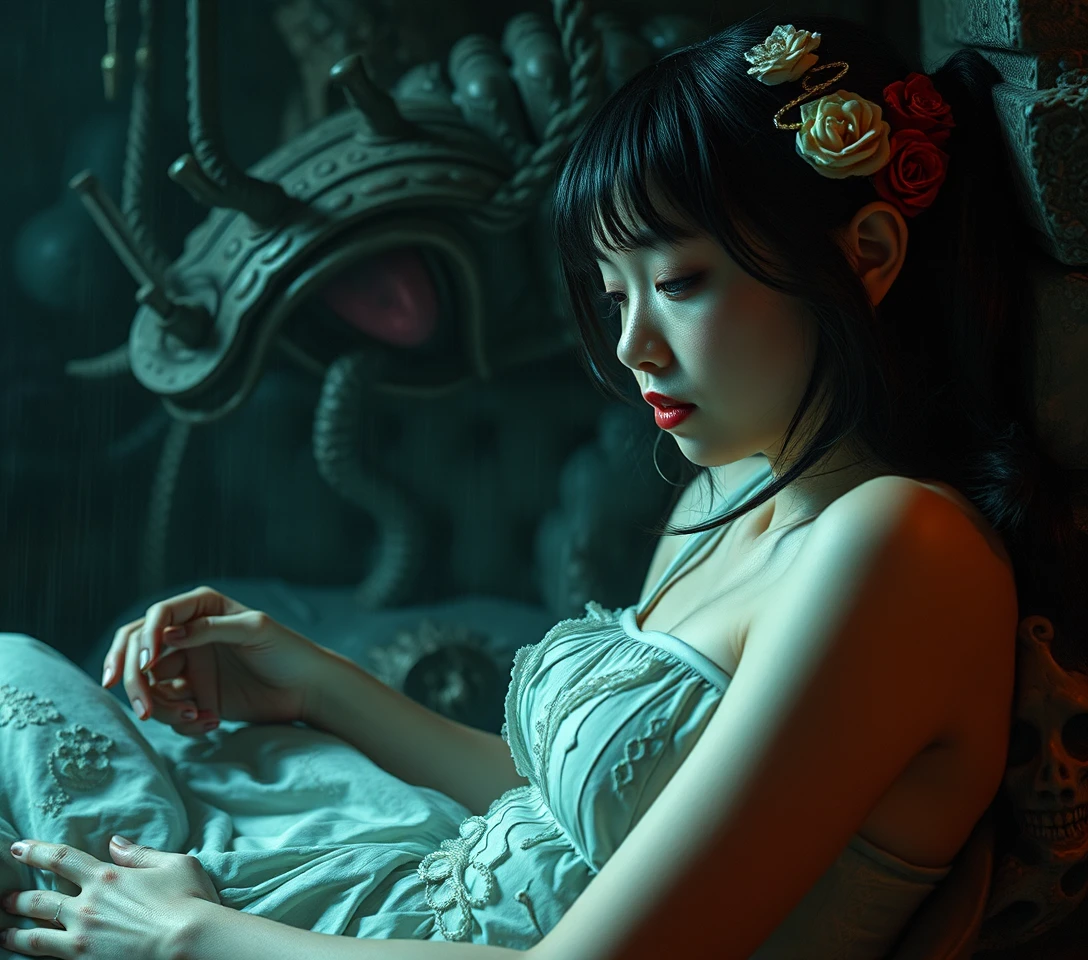 Surreal portrait of Misty Ayaka in twisted comic horror
