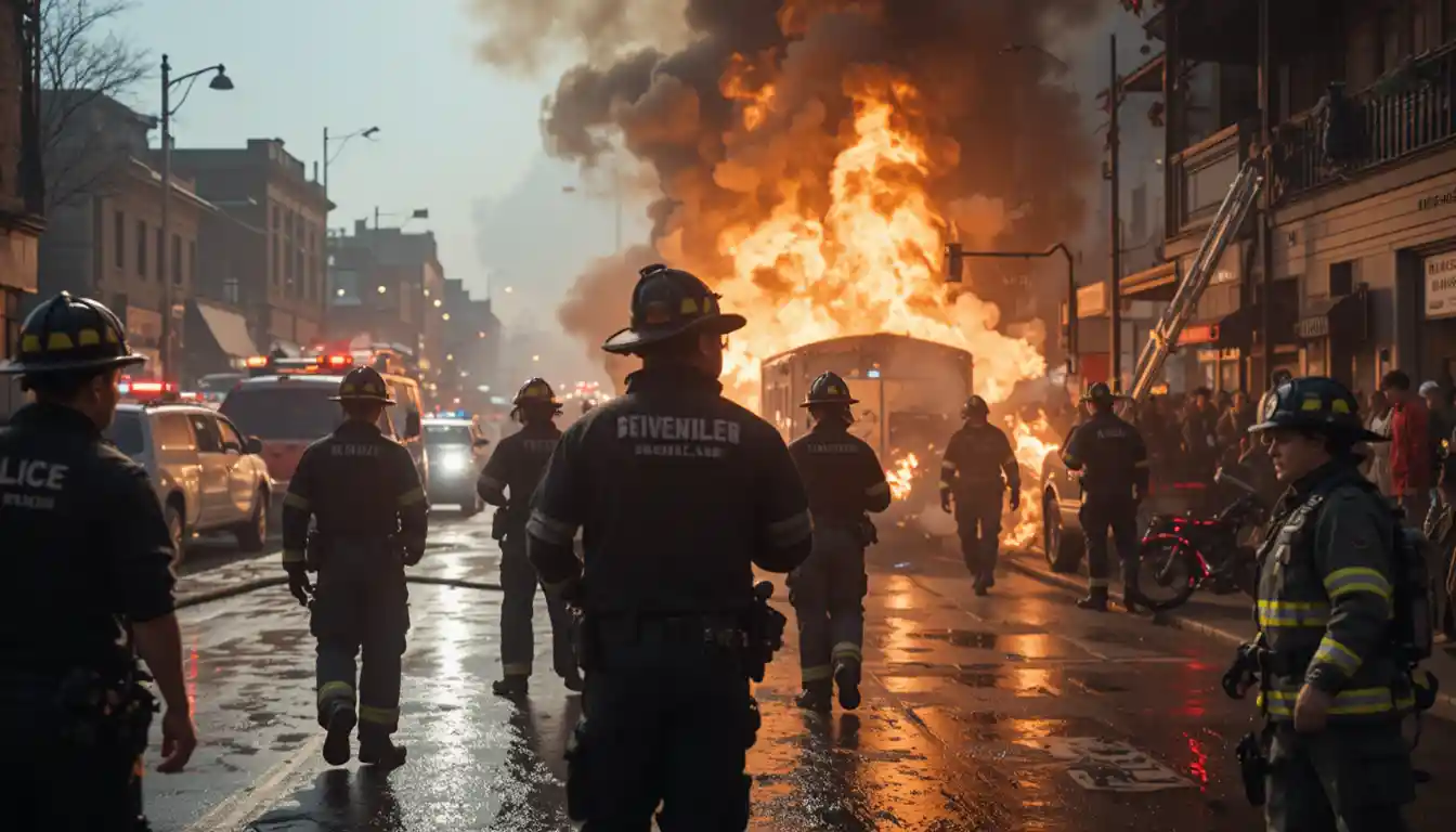 Emergency workers united on a dramatic Nashville city street