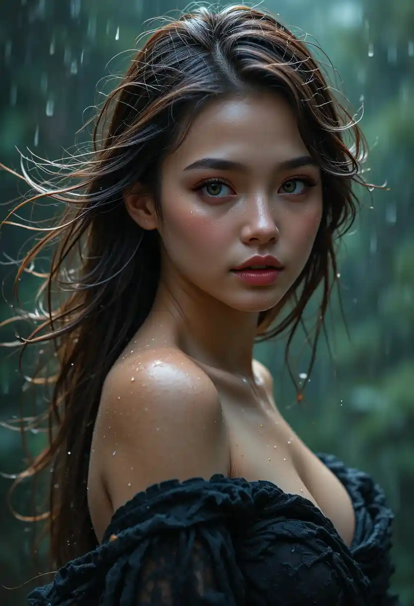 Full body woman in natural light with cinematic depth