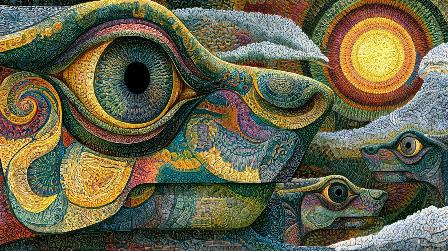 Strange patterned humanoid beings rise from primordial ooze
