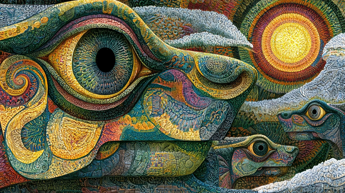 Strange patterned humanoid beings rise from primordial ooze