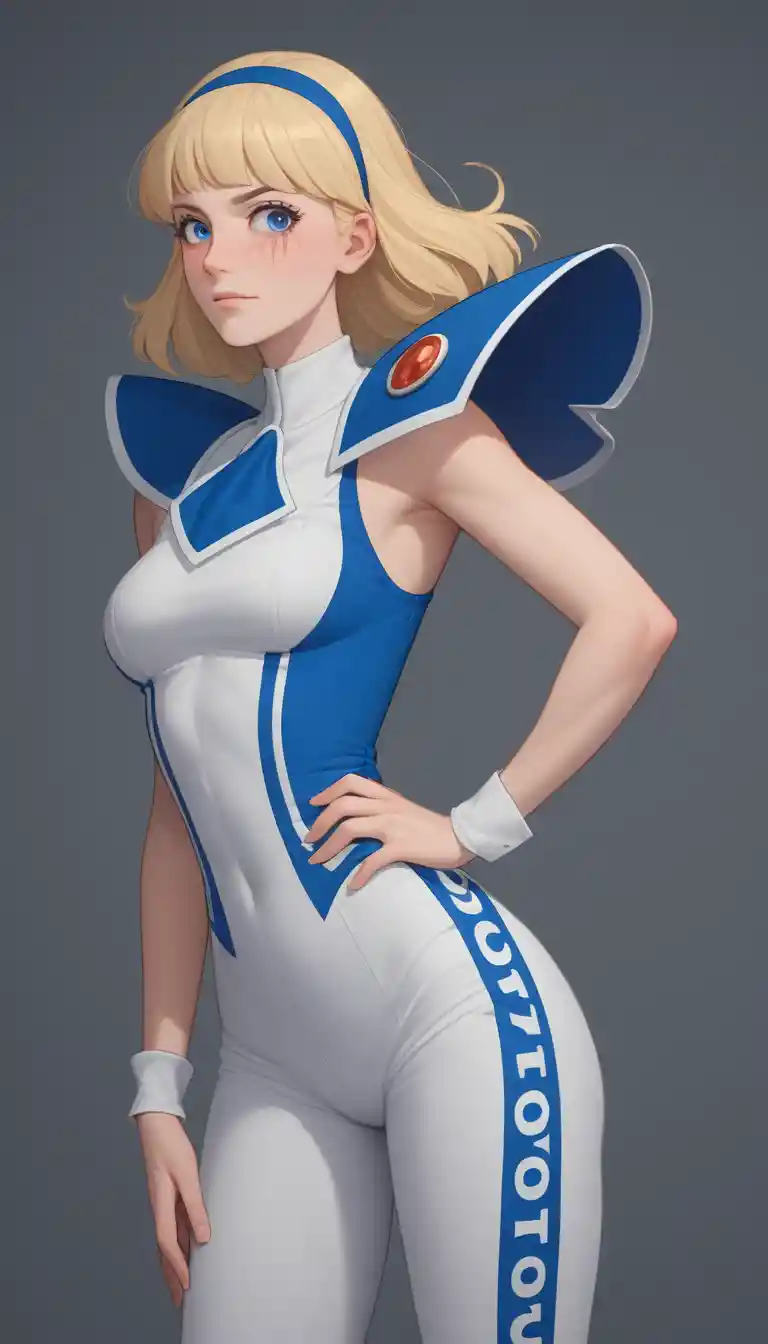 Confident anime blonde girl in a fitted suit