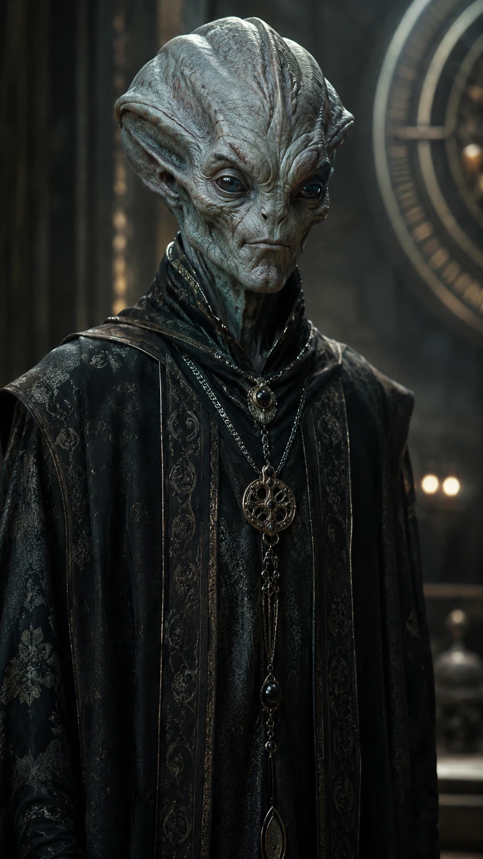 Hyperreal portrait of a humanoid alien digital painting