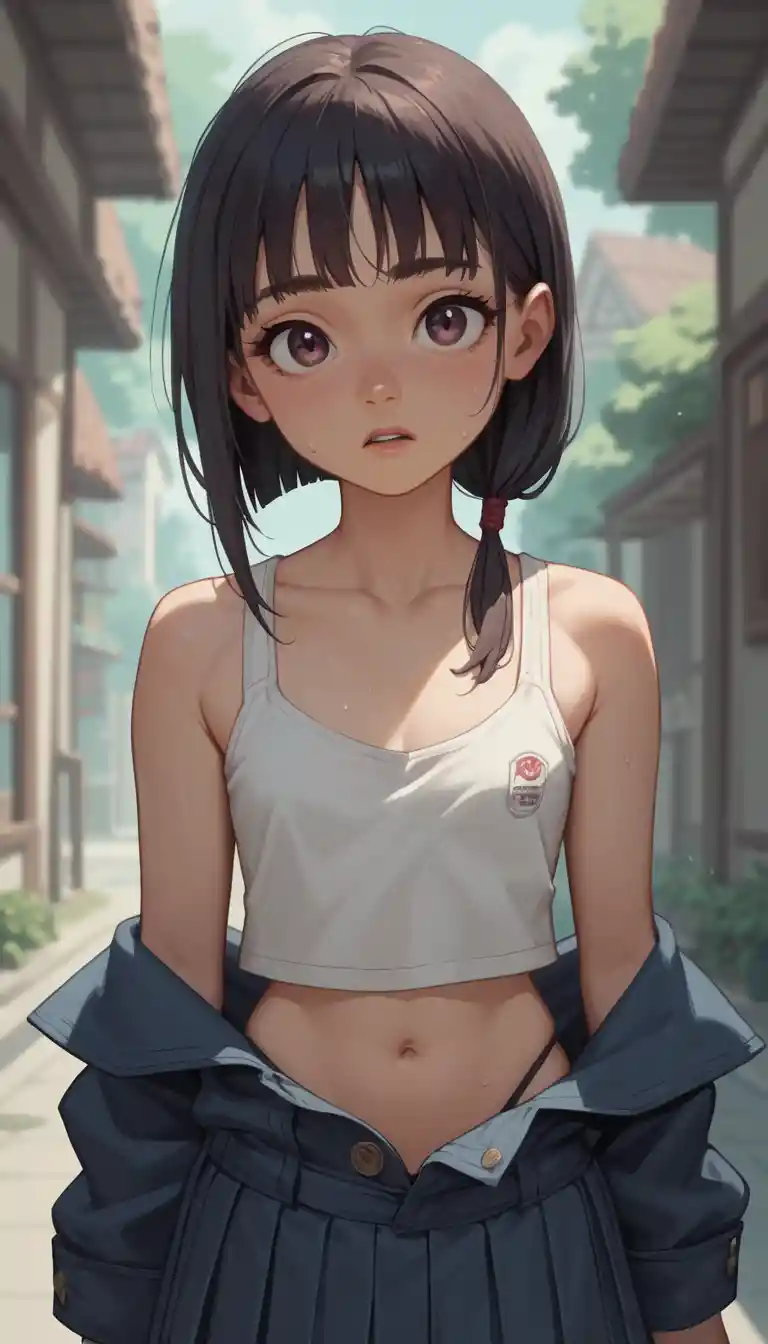 Anime schoolgirl knight with revealing fantasy outfit
