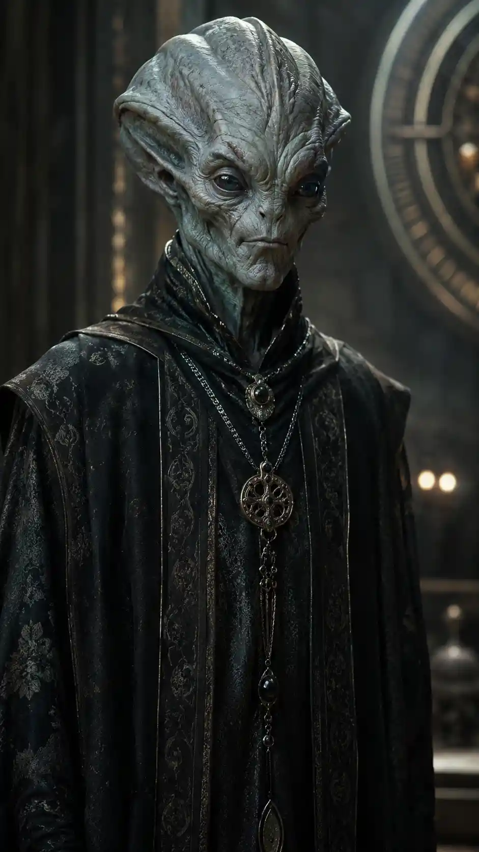 Hyperreal portrait of a humanoid alien digital painting