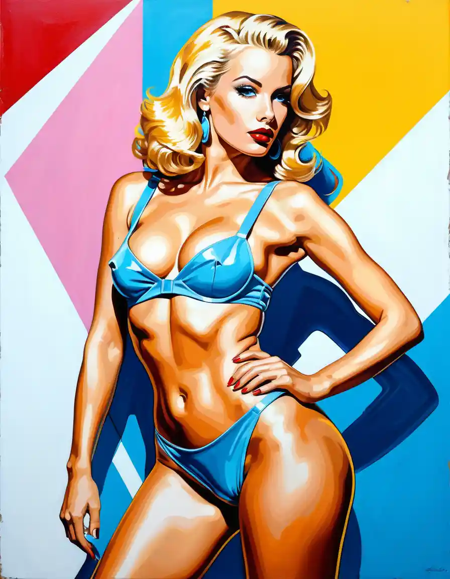 Full body pin up illustration of a blonde woman
