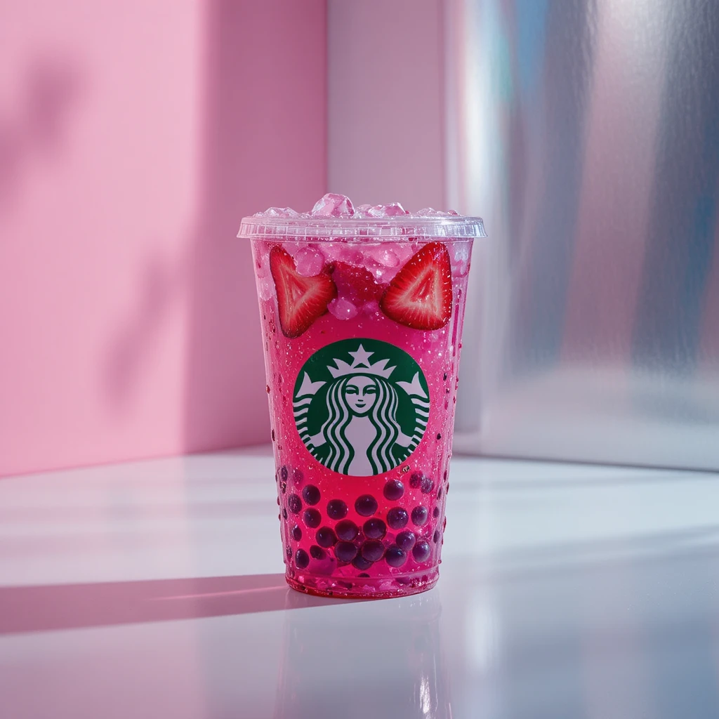 Vibrant dragon fruit refresher in clear Starbucks cup