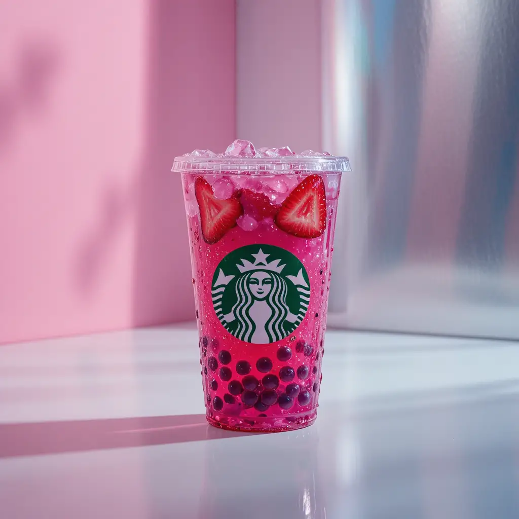 Vibrant dragon fruit refresher in clear Starbucks cup