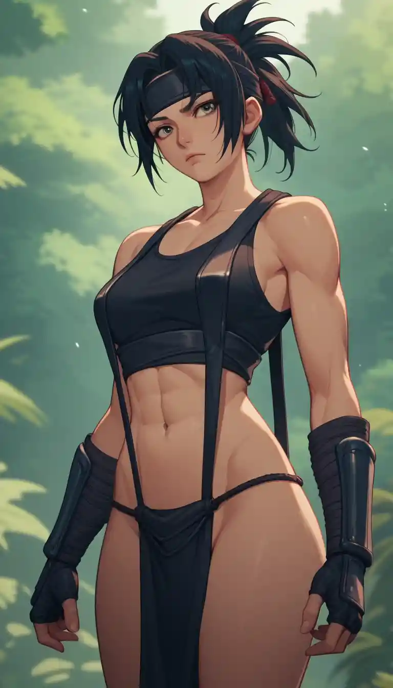 Beautiful fantasy woman in sling armor and loincloth