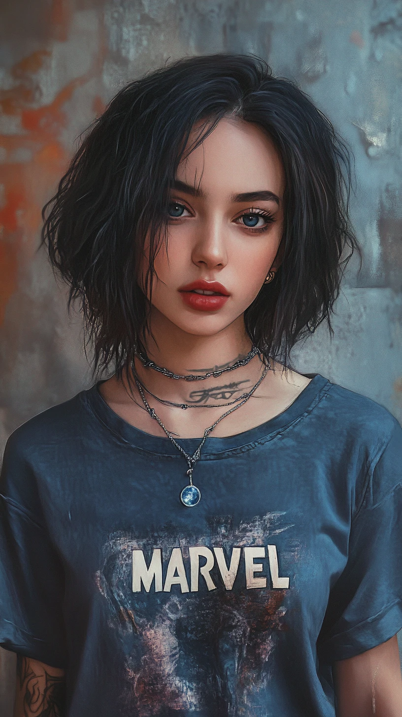 Colored pencil portrait of a silver haired freckled girl