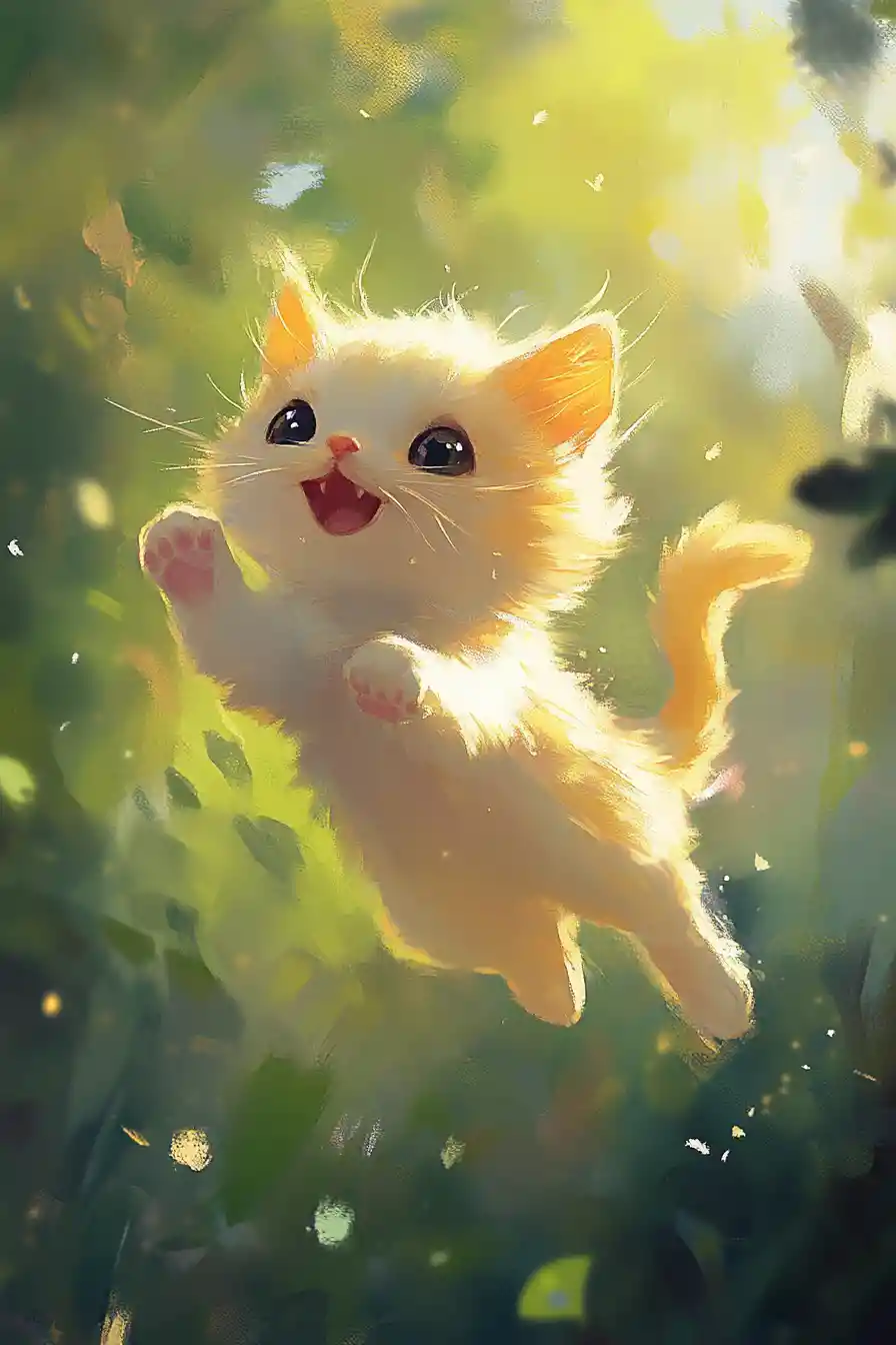 Cute anime girl in bright pastel whimsical action pose