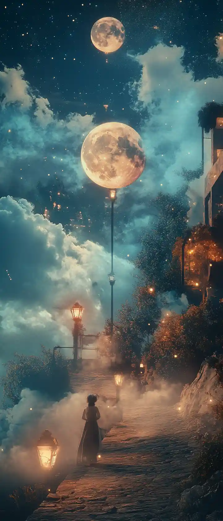 Surreal dreamscape with vibrant colors and charming contrast