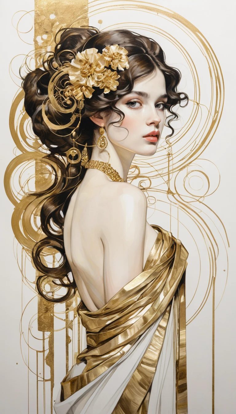 Abstract white and gold artwork inspired by classic painters