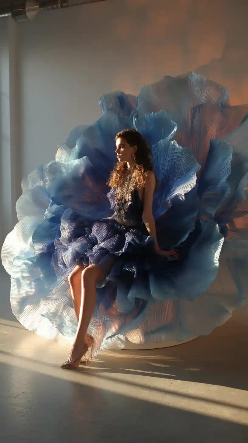 Dutch heiress posing on a gigantic flower petal seat